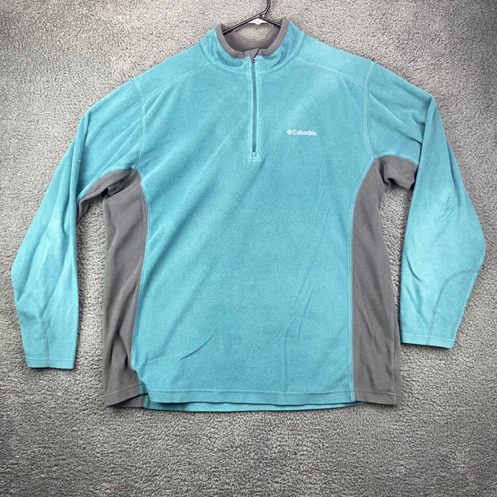 Columbia Mens XL Fleece‎ Pullover Quarter Zip Long Sleeve Blue Gray
